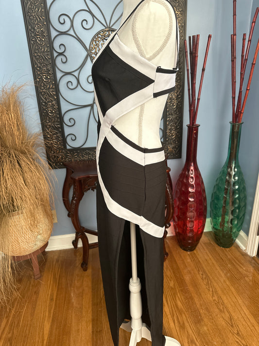 Black white body con Dress