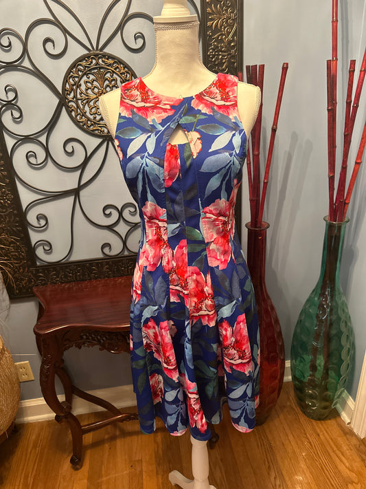 Blue floral print dress